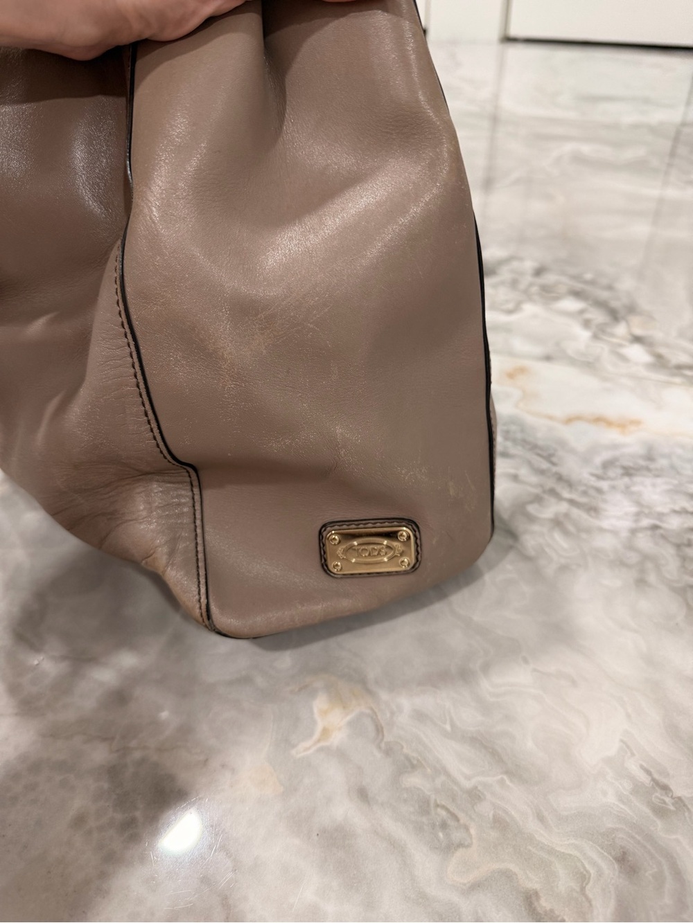 Tod's Taupe Leather Tote Bag - Picture 6 of 15